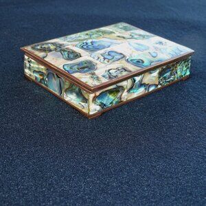 Vintage Abalone and Brass Box Made in Mexico